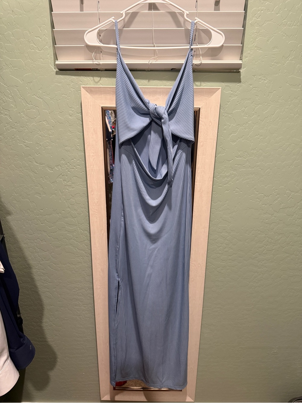 Sleeveless Knot-Front Maxi Dress - Light Blue
